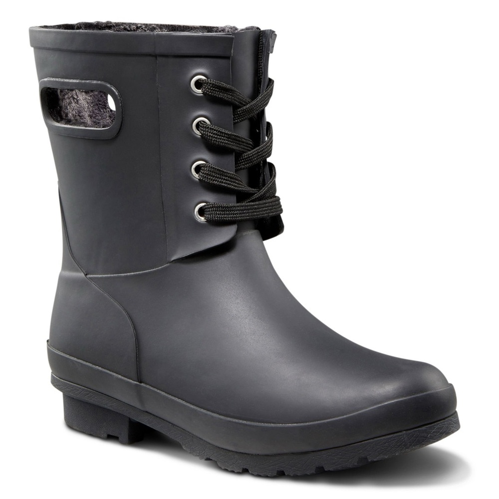 WindRiver Women's Monsoon Fur Lined Rain Boots - Black